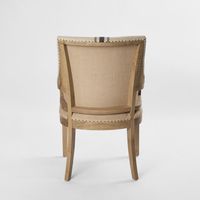 Oakwood Hamptons Linen Dining Chair Natural/Blue Stripe W/ Studs