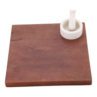 Timber Board With Mortar & Pestle