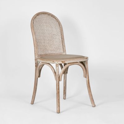 Alwyn Rattan Elm Wood Dining Chair Grey Dust