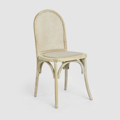 Alwyn Rattan Elm Wood Dining Chair Grey Dust