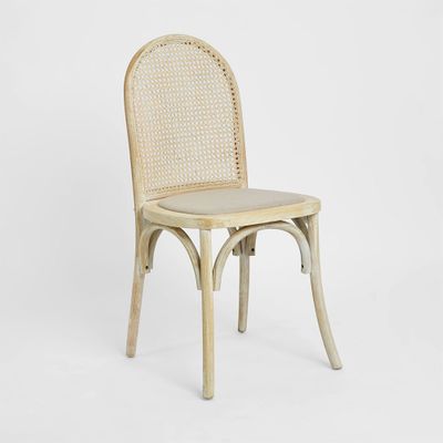 Alwyn Rattan Elm Wood Dining Chair Grey Dust