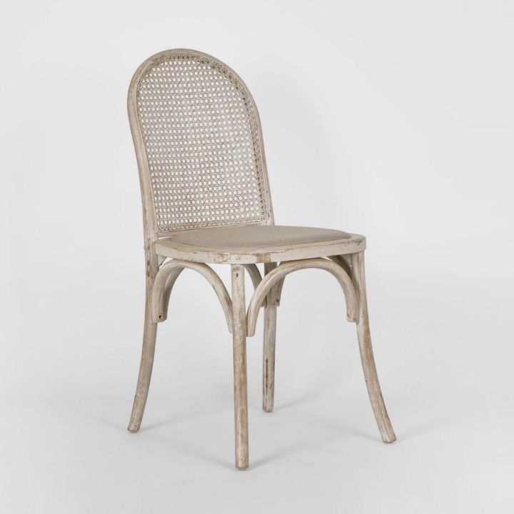 Alwyn Rattan Elm Wood Dining Chair Grey Dust