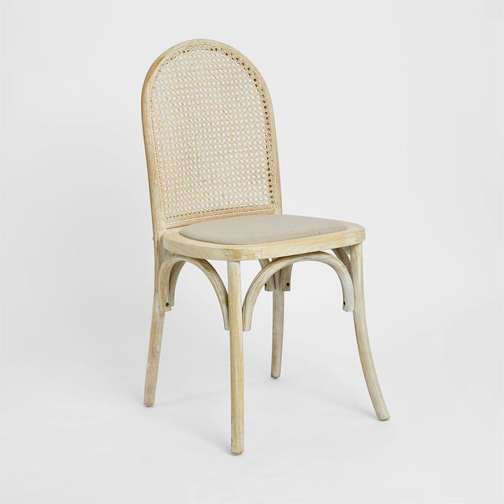 Alwyn Rattan Elm Wood Dining Chair Grey Dust