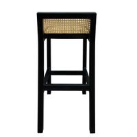 Amalfi Elm Wood and Rattan Bar stool Black
