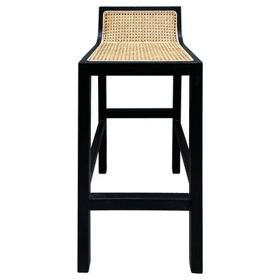 Amalfi Elm Wood and Rattan Barstool Black