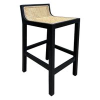 Amalfi Elm Wood and Rattan Bar stool Black