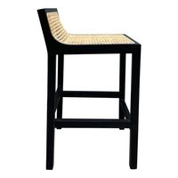 Amalfi Elm Wood and Rattan Barstool Black