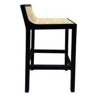 Amalfi Elm Wood and Rattan Bar stool Black