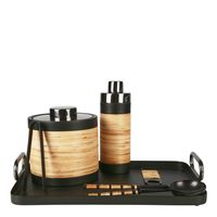 Plantation Salad Server Set Black & Rattan