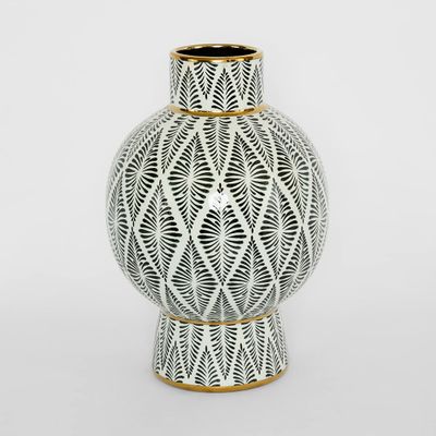 Gatsby Neck Vase Large Black & White