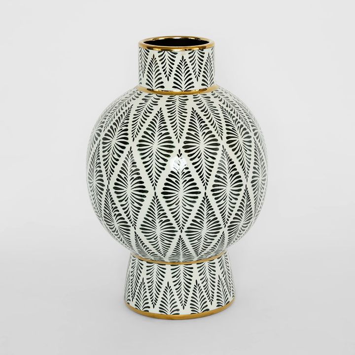 Gatsby Neck Vase Large Black & White