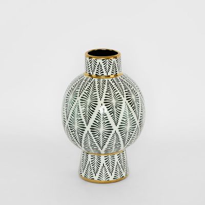 Gatsby Neck Vase Small Black & White