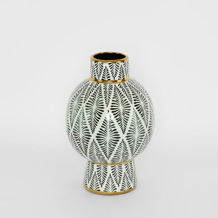 Gatsby Neck Vase Small Black & White