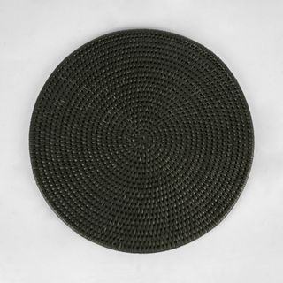 Paume Rattan Round Placemat Black