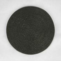 Paume Rattan Round Placemat Black