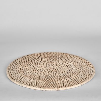 Paume Rattan Round Placemat White Wash