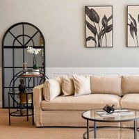 Large Iron Arch Mirror With Panes