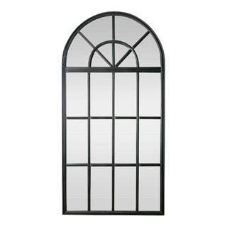 Large Iron Arch Mirror With Panes Antique Black
