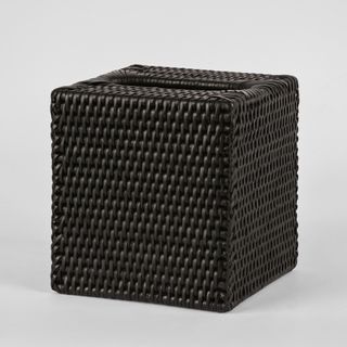 Paume Rattan Square Tissue Box Black