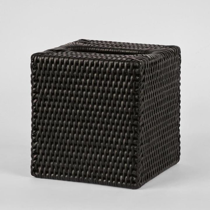 Kouboo Rattan Taschentuchbox-Abdeckung – Handgewebt, Weiß, 14x14x14,6 Cm