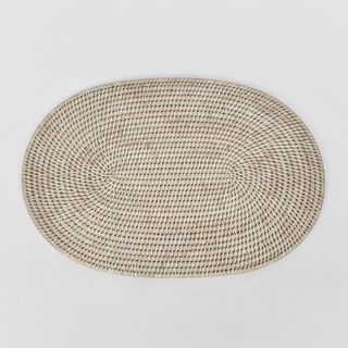 Paume Rattan Oval Placemat White Wash