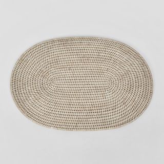 Paume Rattan Oval Placemat White Wash