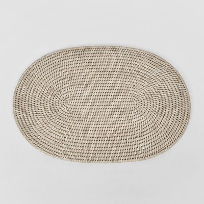 Paume Rattan Oval Placemat White Wash