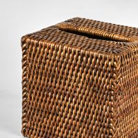 Paume Rattan Square Tissue Box Antique Brown