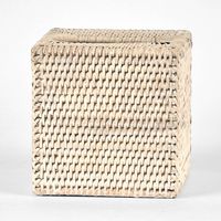 Paume Rattan Square Tissue Box White Wash