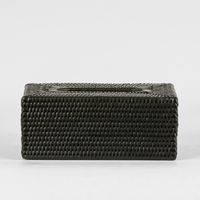 Paume Rattan Rectangle Tissue Box Black