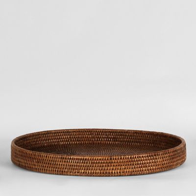 Paume Rattan Oval Tray Antique Brown