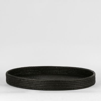 Paume Rattan Oval Tray Black