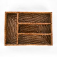 Paume Rattan Cutlery Tray Antique Brown