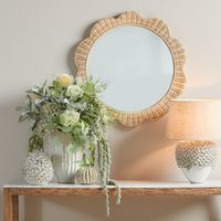 Belle Rattan Scallop Round Mirror