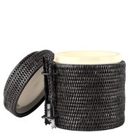 Plantation Ice Bucket & Tong Black &Rattan