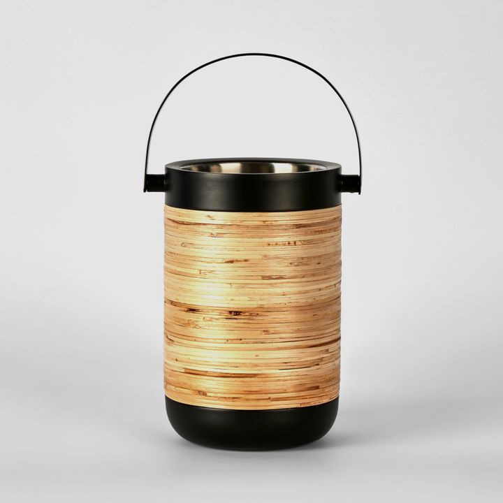 Plantation Wine Cooler Black & Rattan