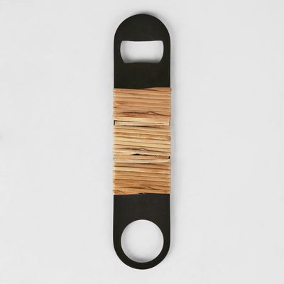 Plantation Bottle Opener Black & Rattan