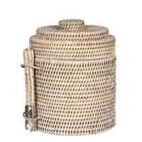 Paume Rattan Ice Bucket w Tong White Wash