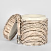 Paume Rattan Ice Bucket w Tong White Wash