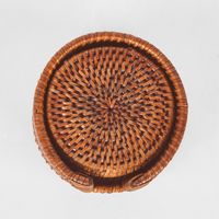 Paume Rattan Round Coaster Set 6 Antique Brown