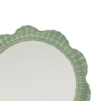 Belle Rattan Scallop Round Mirror Green