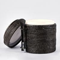 Paume Rattan Ice Bucket w Tong Black