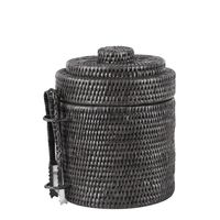 Paume Rattan Ice Bucket w Tong Black