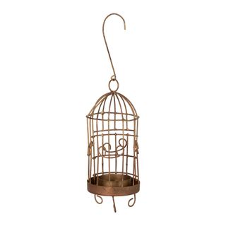 Domed Gilded Bird Cage Tealight Holder Decoration Gold