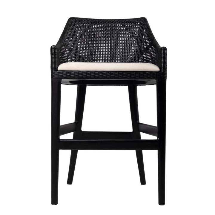 Charlotte Rattan Counter Stool Black