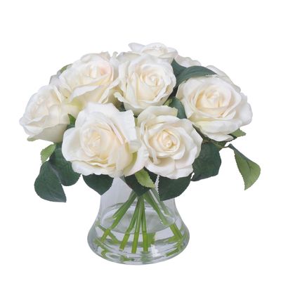 Rose in Glass Vase White