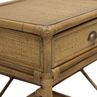 Cayman Rattan Hamptons One Drawer Bedside Table W/ Shell Handle