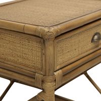 Cayman Rattan Hamptons One Drawer Bedside Table W/ Shell Handle