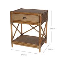 Cayman Rattan Hamptons One Drawer Bedside Table W/ Shell Handle