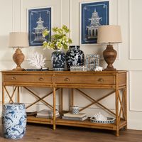 Cayman Large 2 Draw Rattan Console